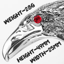 Mens No Fade Stainless Steel Hip Hop Rock Condor Bird Head Gemstone Eye Rings