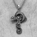 Mens Ancient Skull Head Dragon Cross Street Wear Pendant Chain Necklace