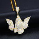 VVS Diamond The Wings Of Prayer Hands Hip Hop 925 Sterling Silver Hip Hop Chain Necklace