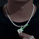 Genuine VVS Lab Diamond Glow In The Dark 925 Sterling Silver Guitar Street Rock Chain