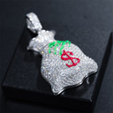 Genuine VVS Lab Diamond Secure The Money Bag Glow in The Dark Skull Hand Hip Hop Chain Pendant