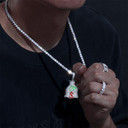 Genuine VVS Lab Diamond Secure The Money Bag Glow in The Dark Skull Hand Hip Hop Chain Pendant