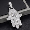  Genuine VVS Lab Diamond Hamsa Hand Solid Sterling Silver Hip Hop Chain