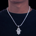 Genuine VVS Lab Diamond Hamsa Hand Solid Sterling Silver Hip Hop Chain