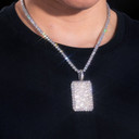 Mens Genuine VVS Lab Diamond Squared Tag Solid Silver Hip Hop Chain Street Wear Pendants