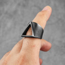 No Fade Stainless Steel Vintage Open Face Unique Black Triangle Street Wear Rings