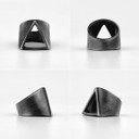 No Fade Stainless Steel Vintage Open Face Unique Black Triangle Street Wear Rings