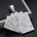 Genuine VVs Lab Diamond Poker Royal Flush Solid Silver Hip Hop Chain Pendant