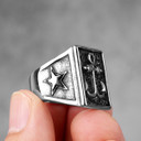 Mens No Fade Naval Anchor Ocean Star Street Wear Casual Stainless Steel Rings