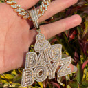 Mens Iced Bag Boyz Blinged Out Round Baguette Stone Hip Hop Chain Pendants