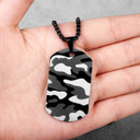 Stainless Steel No Fade Camouflage Camo Color Dog Tag Street Wear Chain Necklace