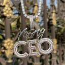 Flooded Ice Custom Young CEO 5A Gold Silver Rose Name Plate Hip Hop Chain Pendant