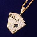 Royal Flush Poker Ace Hip Hop 24k Gold 925 Silver Hip Hop Chain Pendant