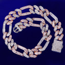 Mens Hip Hop Chain Totally Iced Baguette Blinged Out Figaro Link Chain Necklace