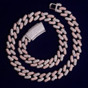 Mens Iced Blinged Out Rose Gold Silver Two Tone Hip Hop Chain Cuban Link Necklace