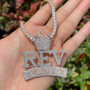 Revenue King | Mens Iced Blinged Out VVS Diamond CZ Crown REV Hip Hop Chain