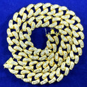 24k Gold  22mm Baguette Iced Miami Cuban Link Chain Necklace