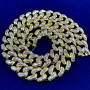 24k Gold 22mm Baguette Iced Miami Cuban Link Chain Necklace