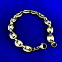 14k Gold Over Stainless Steel 7mm G-Link Coffee Bean Hip Hop Bracelet