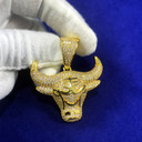 AAA Micro Paved Stone Bull Head Tau Pendant