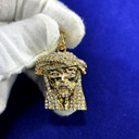 Mens 14k Gold Micro Pendant Pave Set Jesus Piece Hip Hop Chain Necklace