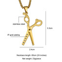 14k Gold Over No Fade Stainless Steel Haircut Barber Scissors Chain Pendant