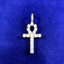 Key Of Life Ankh Cross Rose Gold  Prong Set Stone Pendant