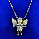 Hip Hop Micro Simulated Diamond 14k Gold Open Arms Angel of Peace Pendant  