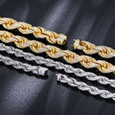 Mens Genuine VVS Diamond 8mm/12mm Iced Blinged Out Rope Link Sterling Silver Chain Bracelet