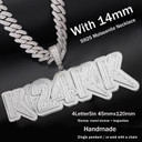 Genuine VVS Diamond Custom Made Baguette 925 Solid Silver Name Plate Pendant Chain