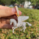 Iced Blinged Out Winged Pegasus Horse Hip Hop Pendant Chain Necklace