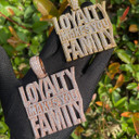 Iced Bling Out Prong Set Name Plate Loyalty Make You Family Hip Hop Pendant Chain