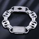 Mens 15mm Solid Silver Genuine VVS Diamond Link Hip Hop Bracelets