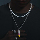 Mens Genuine VVS Diamond Silver Bullet Hip Hop Pendant Chain Necklace