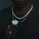 Genuine VVS Diamond Stone Solid 925 Silver Glowing Heart Hip Hop Pendant Chain
