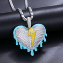 Genuine VVS Diamond Stone Solid 925 Silver Glowing Heart Hip Hop Pendant Chain