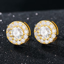 Genuine VVS Diamond Solid 925 Sterling Silver Iced Bling Out Round Stud Earrings
