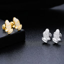 Hands Of Prayer Genuine VVS Diamond Stone Solid 925 Silver Bling Earrings