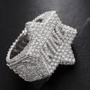 Mens Genuine VVS Diamond Star Of David King Engraved Solid 925 Silver Iced Rings