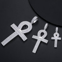 Ancient African Original Ankh Cross Genuine VVS Diamond Baguette Solid Silver Cross Pendant