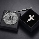 Solid 925 Sterling Silver UZI Machine 5A Diamond Simulate Hip Hop Pendant Chain