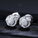 Genuine VVS Diamond Clusters Solid 925 Sterling Silver Iced Bling Out Earrings