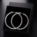 Ladies Big Circle Hoop Fashion Girl Real CZ Stone Bling Earrings