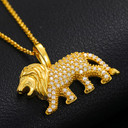 925 Sterling Silver Genuine VVs Diamond Lion Pendant Chain Necklace