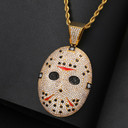 Fully Iced Bliged Out 925 Silver Jason Mask Hip Hop Pendant Chain Necklace
