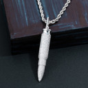 Mens Fully Iced Choppa Bullet Hip Hop Pendant Chain Necklace