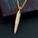 Mens Fully Iced Choppa Bullet Hip Hop Pendant Chain Necklace
