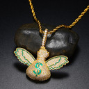 Mens Flooded Ice Money Bags Flying To Me 18k Gold 925 Silver Hip Hop Pendant