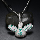 Mens Flooded Ice Money Bags Flying To Me 18k Gold 925 Silver Hip Hop Pendant