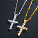 Mens Prong Set Cluster Stone 18k Gold 925 Silver Micro Cross Spiritual Pendant